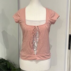 Bebe Blush Tie-Front Layered Top